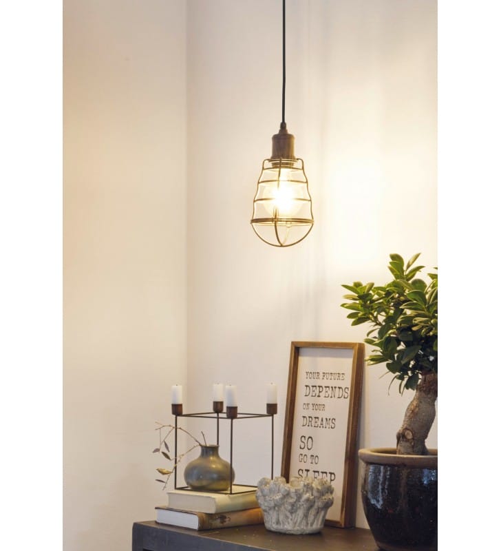 Lampa wisząca Port Seton w kolorze antycznego brązu styl loftowym industrialnym