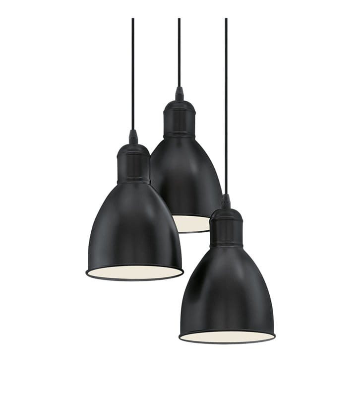 3 zwisowa czarna lampa do oświetlenia stołu Priddy loftowa