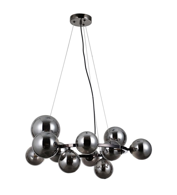 Canello nowoczesna lampa wisząca do salonu czarny chrom szklane kule