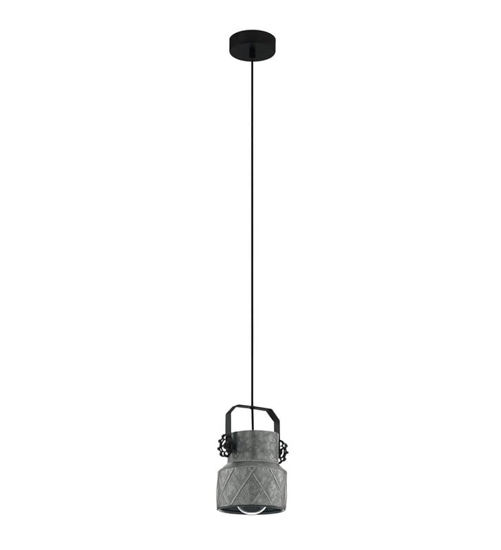 Pojedyncza lampa wisząca Hilcott metal czarny klosz ocynkowany patyna styl industrialny