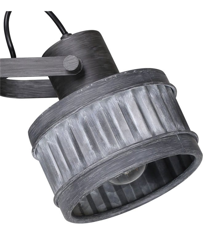 Industrialna lampa ścienno sufitowa Turrock czarno szara pojedyncza klosz ruchomy metal