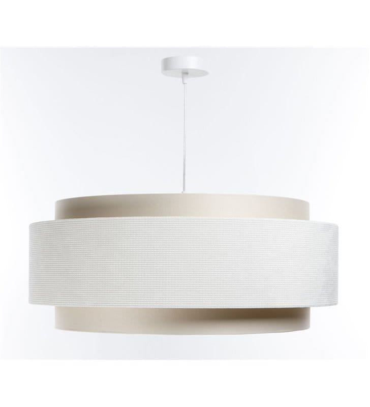 Lampa wisząca nowoczesna Patricia jasna biało kremowa abażur z opaską 60cm 1xE27