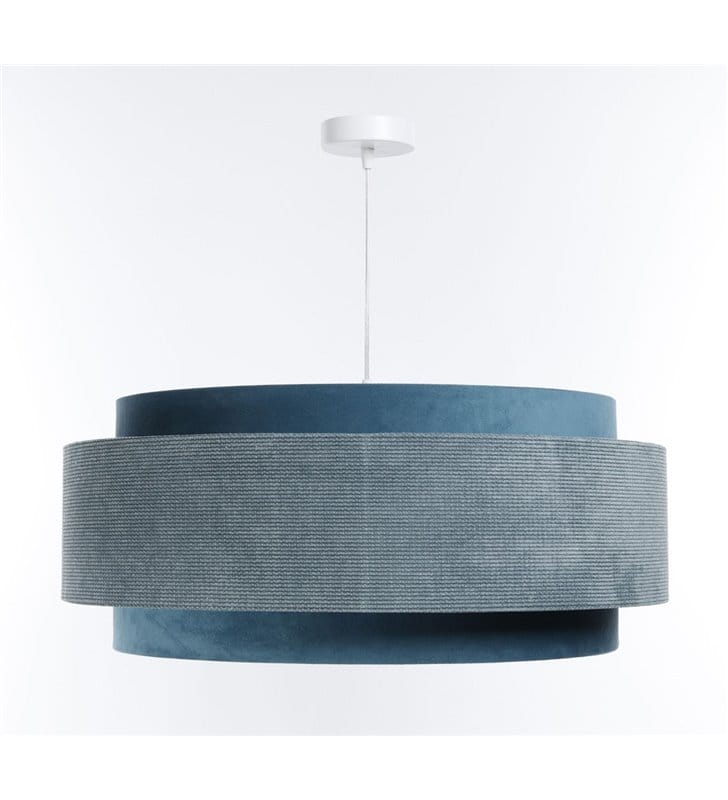 Nowoczesna lampa wisząca Rene niebieska z materiału abażur 60cm 1xE27