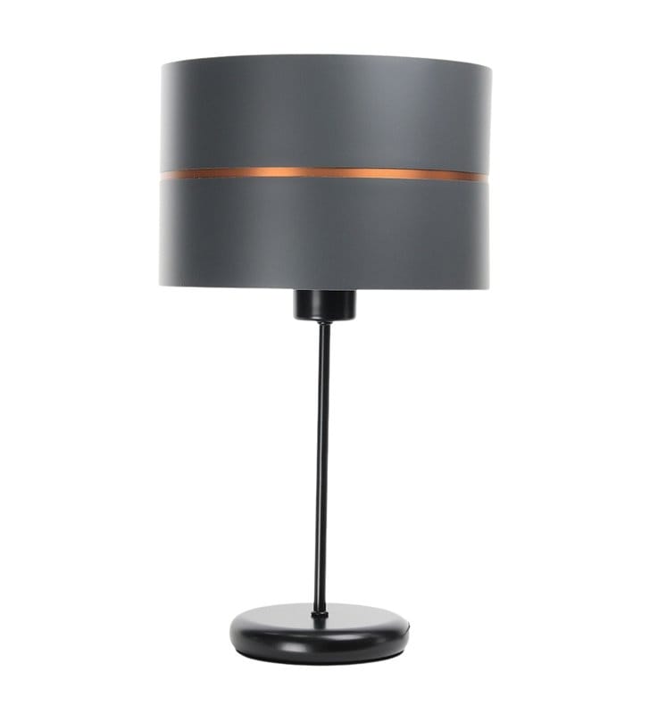 Down grafitowa lampa stołowa z czarną podstawą na komodę do salonu do sypialni włącznik na przewodzie