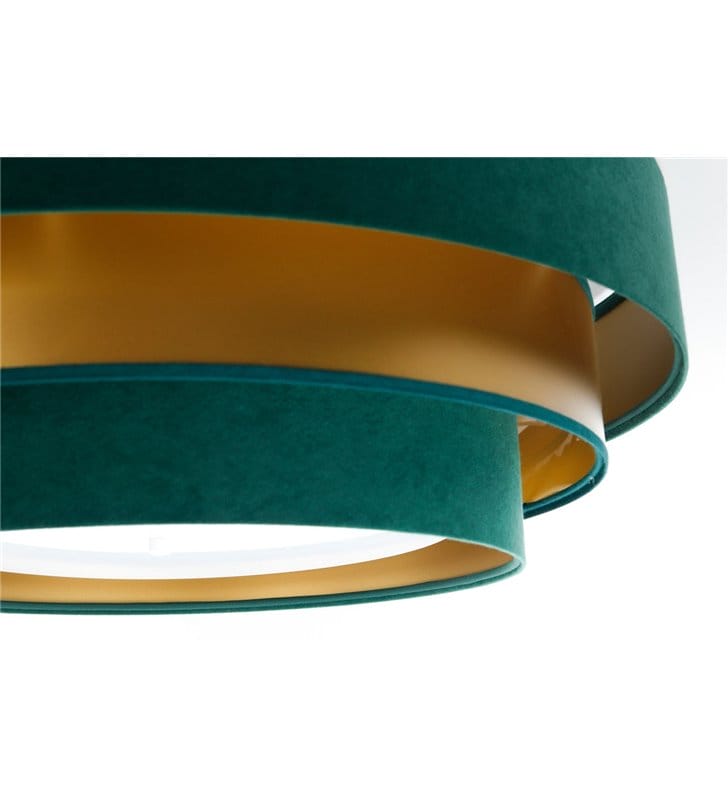 Okrągły nowoczesny zielono złoty plafon z materiału Jocelyn 60cm 2xE27