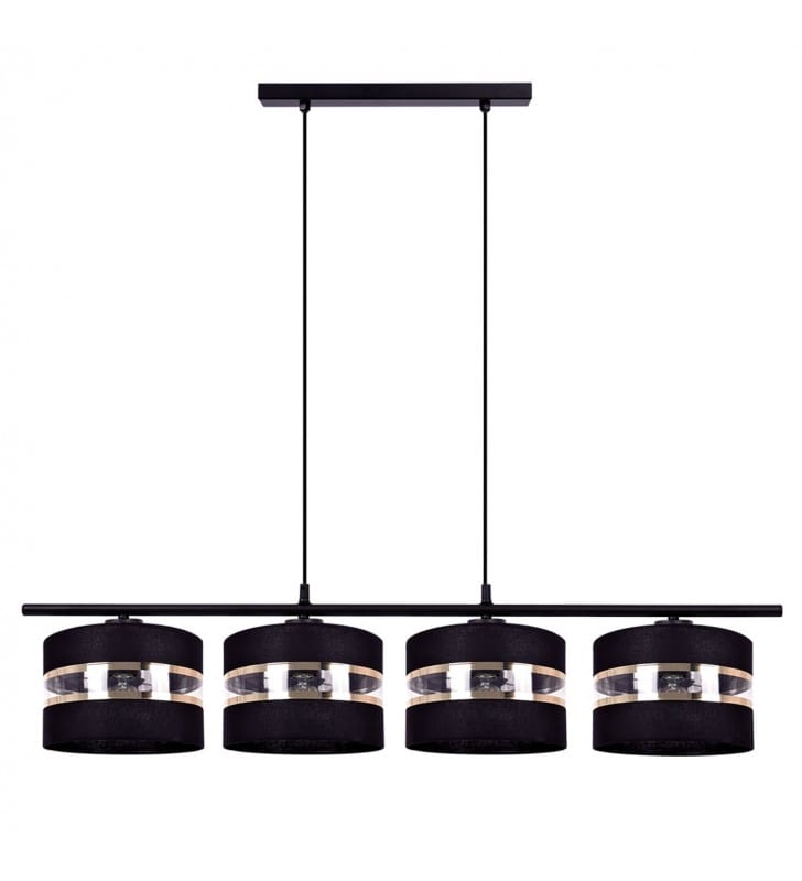 Lampa wisząca Nicea nad stół do jadalni czarna pozioma belka 4 abażury