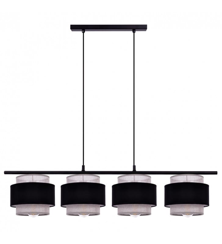 Lampa wisząca Etela nad stół czarny metal 4 czarno szare abażury