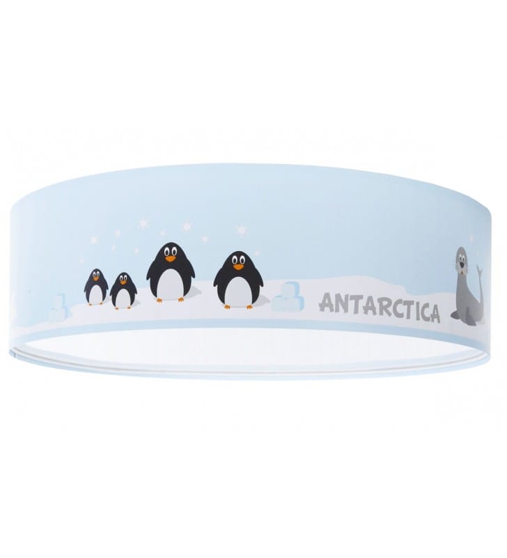 Niebieski plafon dziecięcy Antarctica zwierzątka abażur z tworzywa