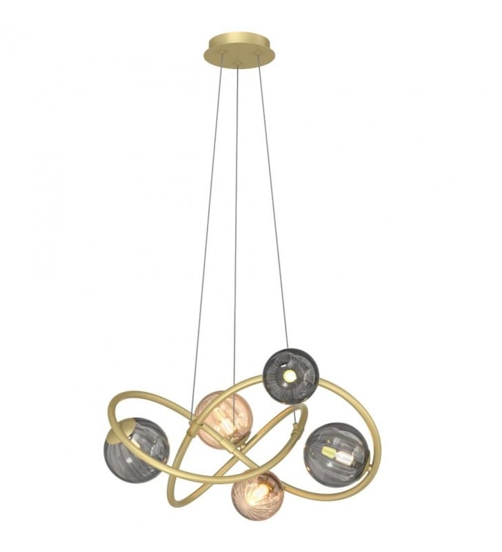 Arlon nowoczesna lampa wisząca nad stół matowe złoto szklane klosze kule