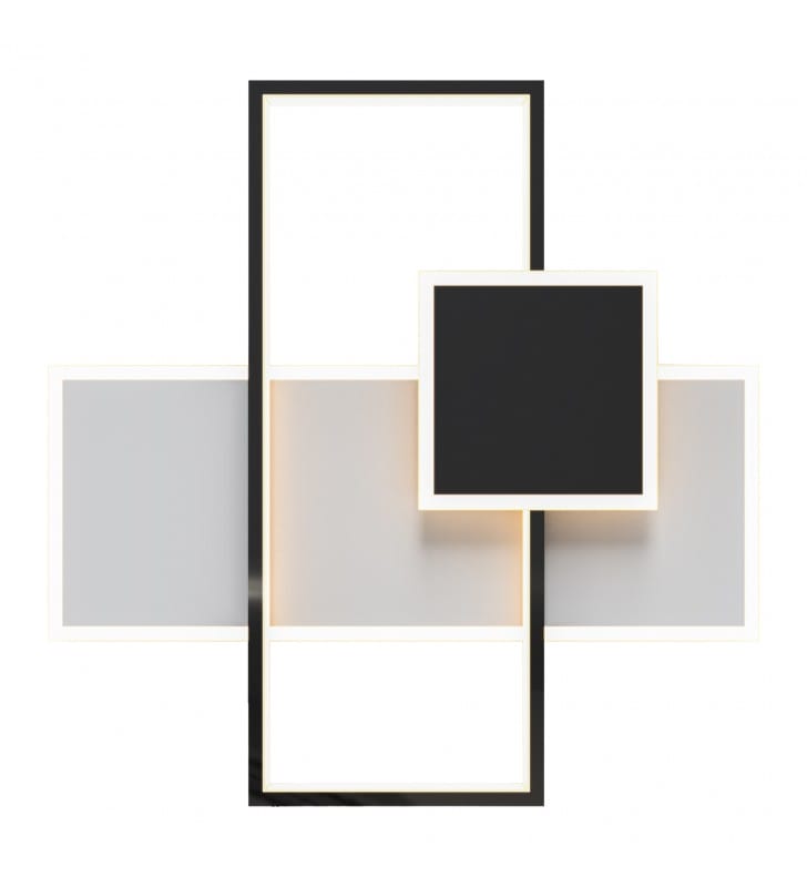 Plafon Salo LED czarno biały geometryczny do kuchni salonu ciepła barwa światła