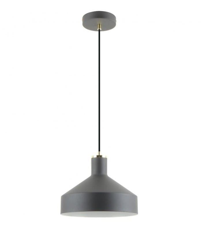 Loftowa czarna lampa wisząca z metalu Sigma złote detale do kuchni salonu jadalni