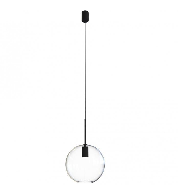 Lampa wisząca Sphere 25cm szklana bezbarwna kula do kuchni sypialni salonu jadalni czarne wkończenie