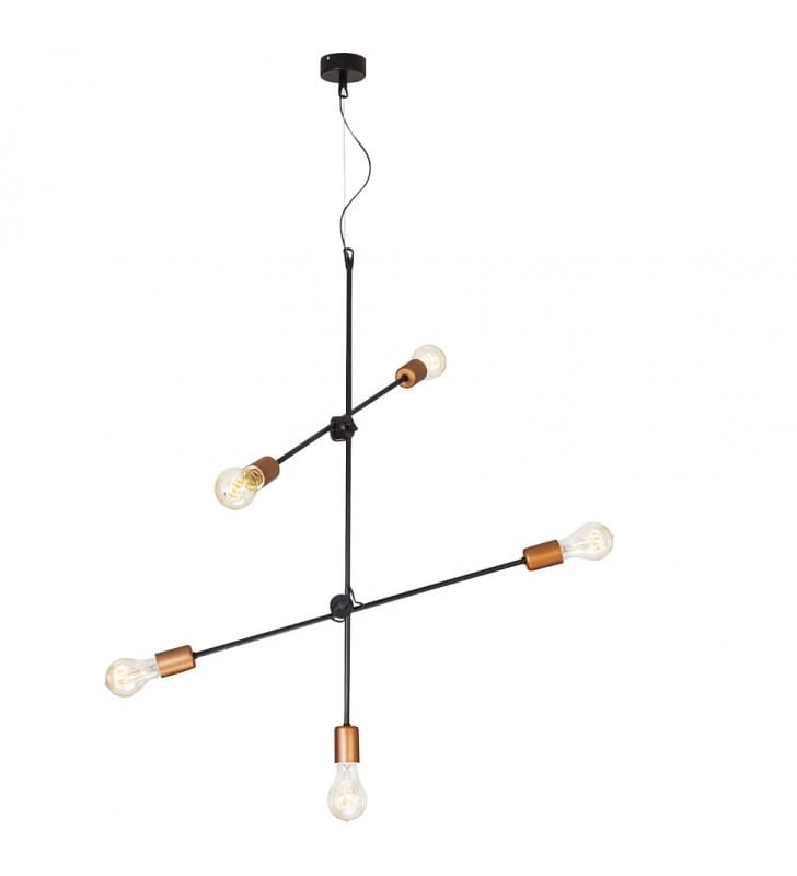 Minimalistyczna loftowa lampa wisząca Sticks czarna z mosiężnym wykończeniem
