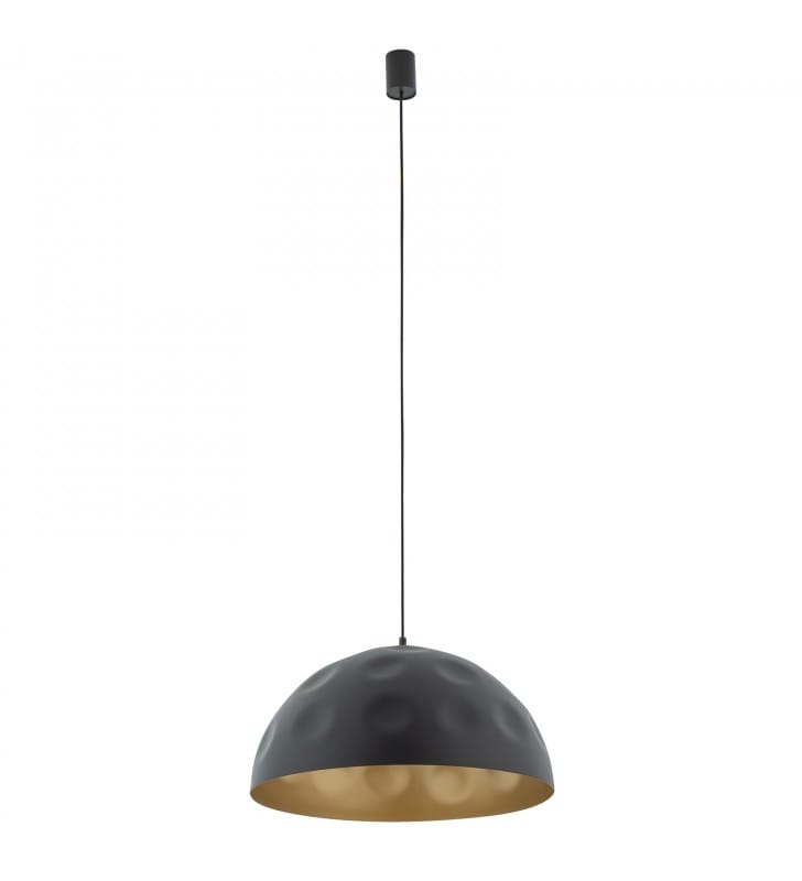 Metalowa czarno złota lamp wisząca Hemisphere Hit 50cm dekoracyjny klosz kopuła nad stół