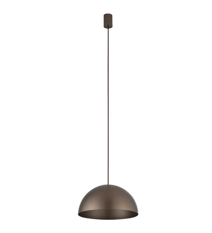 Czekoladowa lampa wisząca z metalu Hemisphere Super kopuła 33cm do salonu sypialni jadalni kuchni