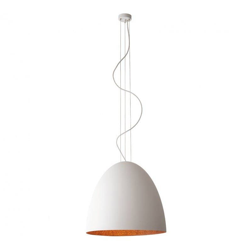 Lamp Egg nowoczesna wisząca nad stół wyspę kuchenną biało miedziana 55cm 5xE27