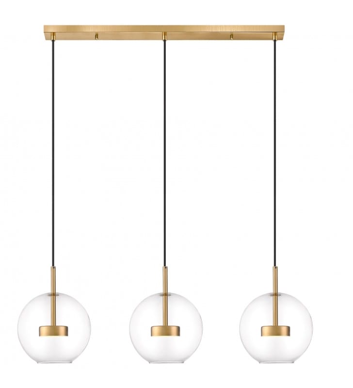 3 pkt złota lampa wisząca na belce Enceladus LED przezroczyste kule do salonu kuchni