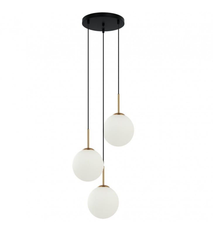 Lampa wisząca Deore do salonu klosze szklane kule czarny brąz antyczny