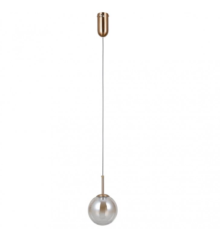 Lampa wisząca Velada LED złota pojedyncza szklana bursztynowa kula