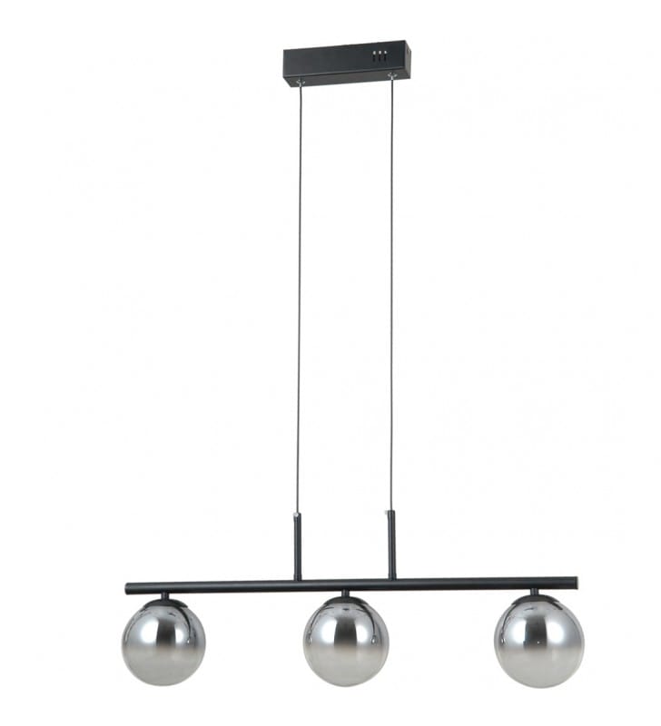Lampa wisząca Velada LED czarna 3 szklane cieniowane kule na belce