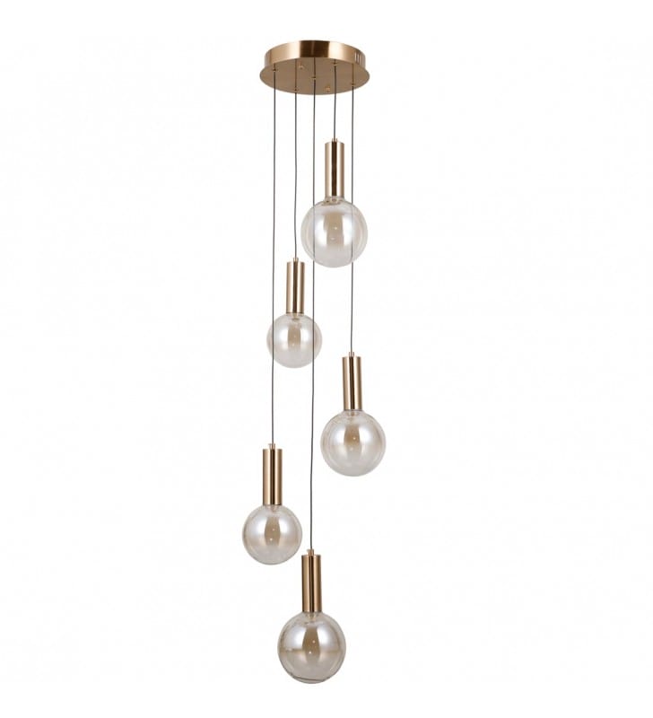 Lampa wisząca Strela LED złota szklane klosze do salonu sypialni