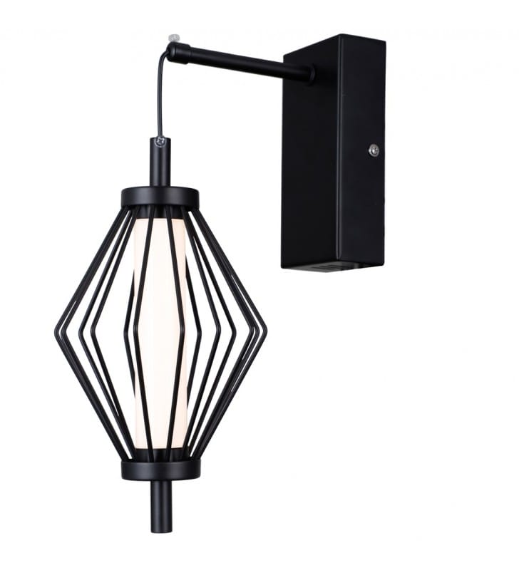 Stylowy czarny kinkiet do salonu Sevil LED z kloszem wiszącym w dół