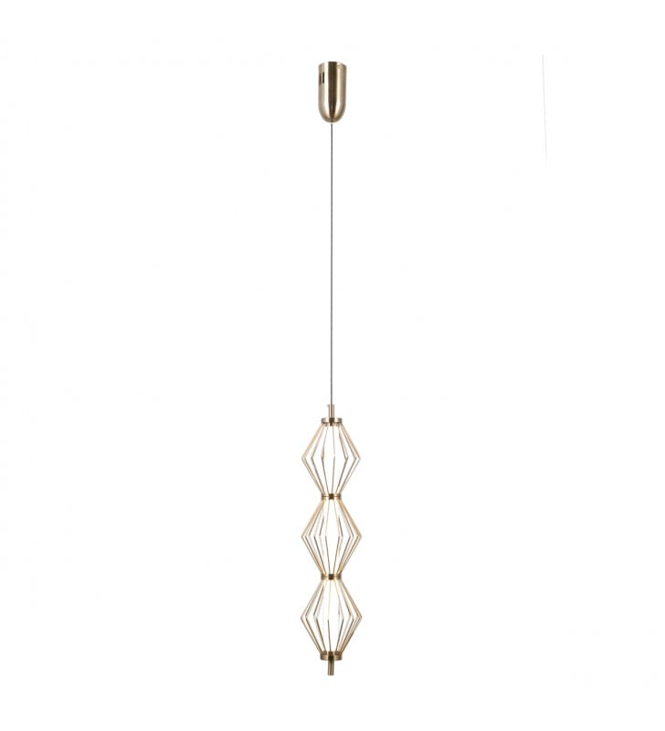 Lampa wisząca Sevil LED złota stylowa z wysokim kloszem do sypialni przy łóżku