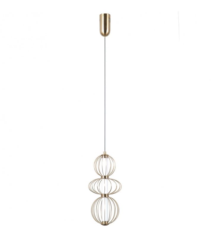 Lampa wisząca Rabel LED z wysokim kloszem złota z metalu do sypialni przy łóżku