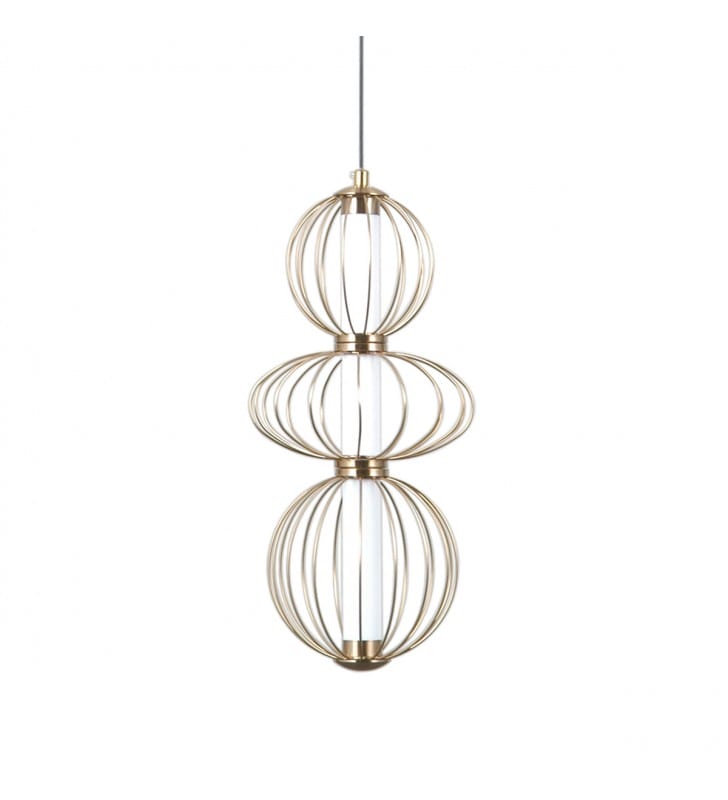 Lampa wisząca Rabel LED z wysokim kloszem złota z metalu do sypialni przy łóżku