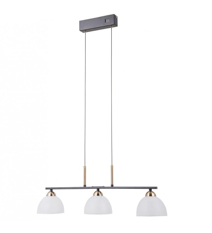 Lampa wisząca Montiela LED szklane klosze na belce czarno złota