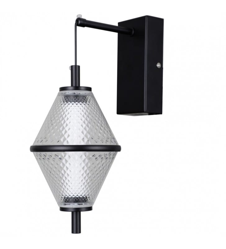 Lampa ścienna Fuente LED czarna z dekoracyjnym wiszącym kloszem