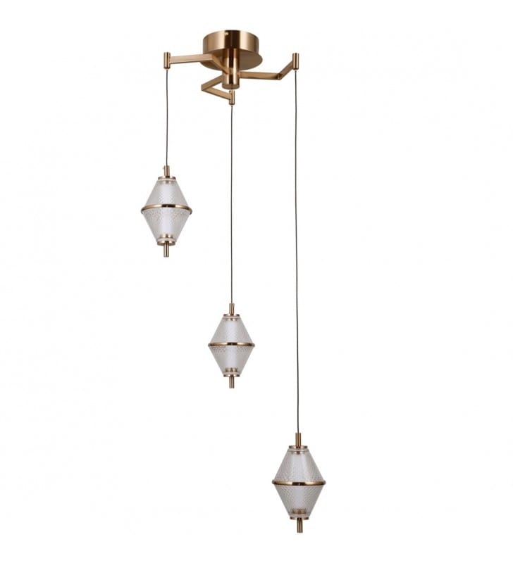 Lampa wisząca Fuente LED 3 zwisy na linkach dekoracyjne klosze nad stół do salonu