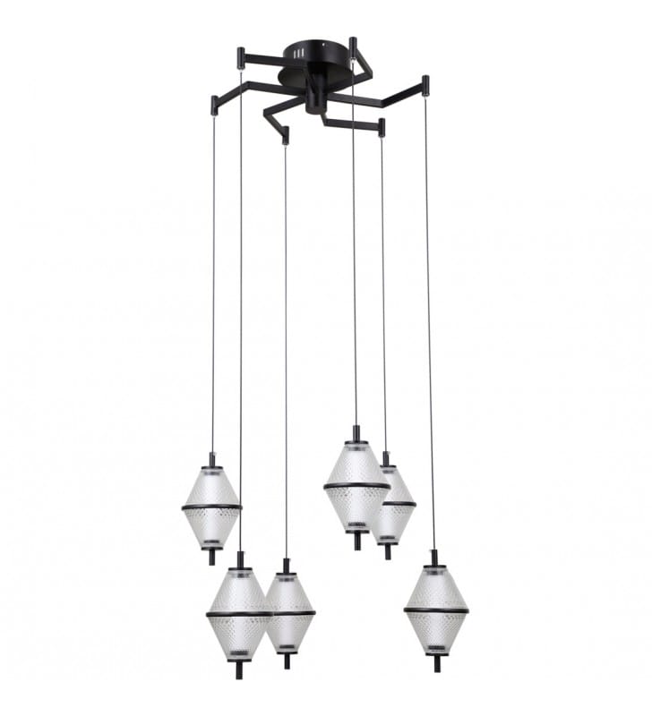 Stylowa czarna lampa wisząca Fuente LED z dekoracyjnymi kloszami