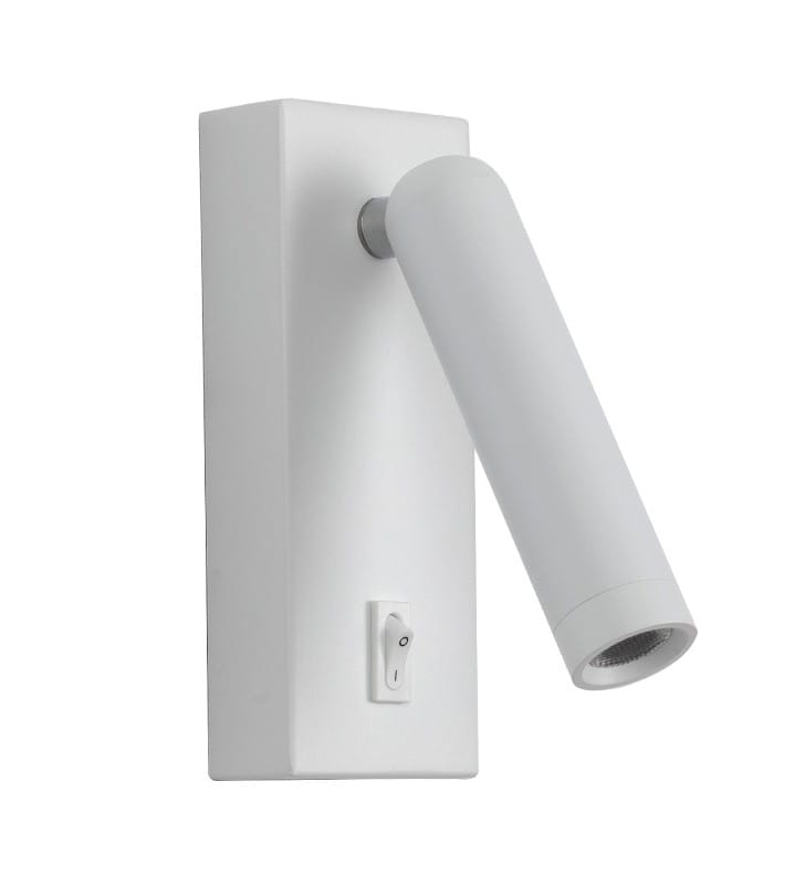 Nowoczesny minimalistyczny biały kinkiet z włącznikiem do czytania Nova LED