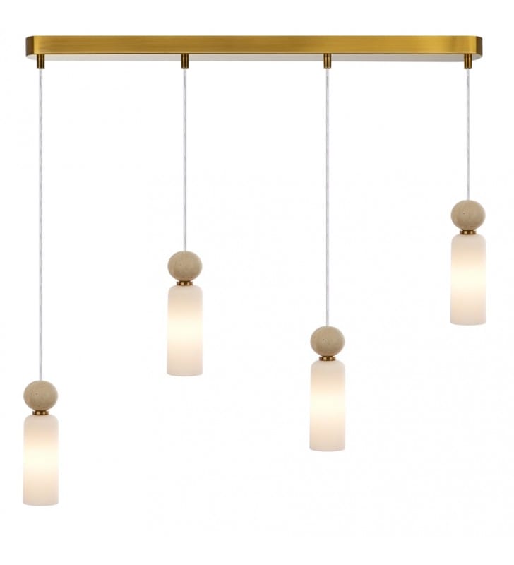 Lampa wisząca Santos 4 klosze na linkach mosiądz nad stół do jadalni