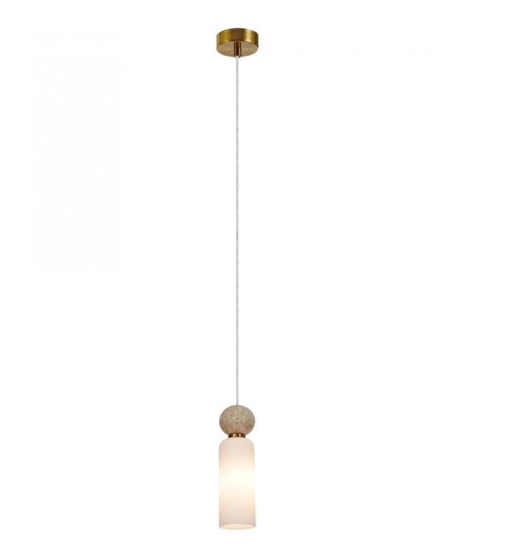 Pojedyncza szklana lampa wisząca na lince Santos mosiądz Italux