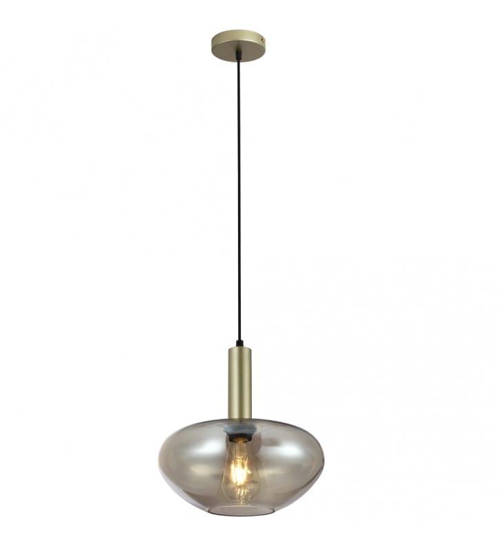Lampa wisząca Gater szklana złota nowoczesna prześwitujący klosz