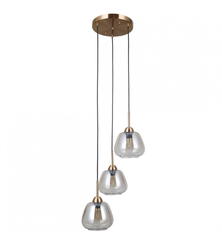 3 zwisowa lampa nad stół Felis złota bursztynowe klosze 3xE27