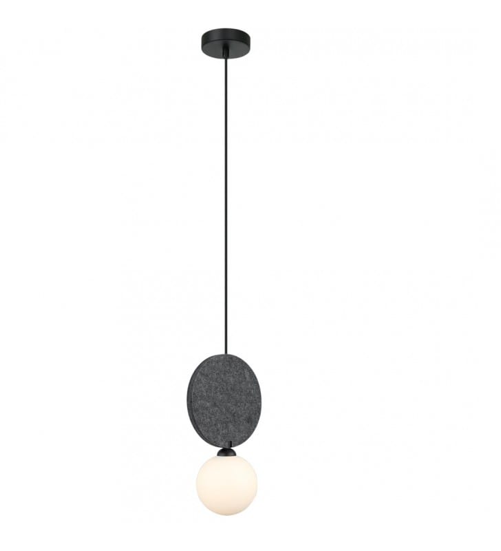 Szklana lampa wisząca Andrea czarno szara szklana kula new retro